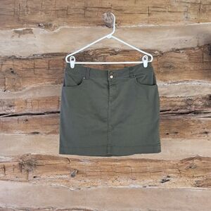 Chaps Olive Cotton/Elastane Mini Skirt Size 12P